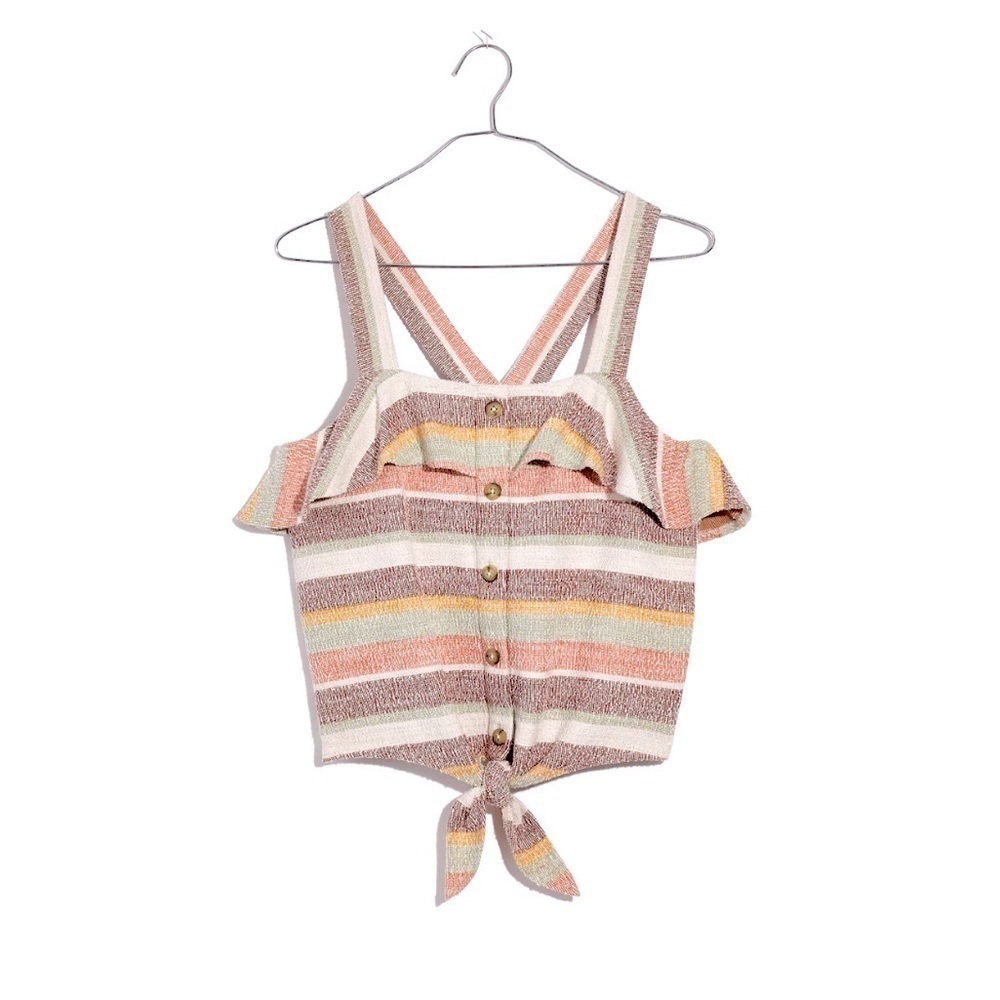 Madewell Texture & Thread Ruffle Tie Front Tank XXS